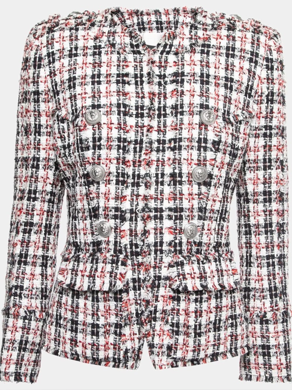 fabulous Balmain Black & Red Tweed Button